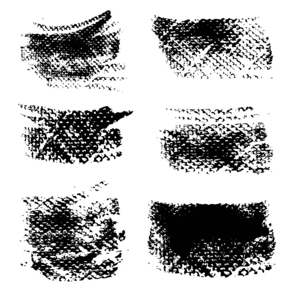 Sechs Abstrakte Schwarze Glatte Striche Isoliert Auf Weißem Hintergrund — Stockvektor