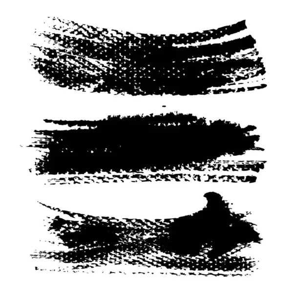 Blæk Abstrakte Sorte Teksturerede Streger Isoleret Hvid Baggrund – Stock-vektor