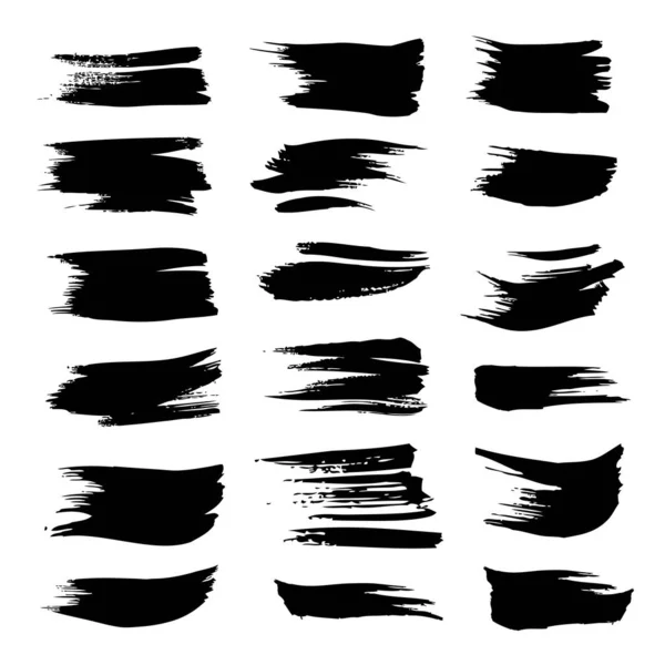 Abstrait Texturé Noir Cercle Coups Pinceau Mis Isolé Sur Fond — Image vectorielle