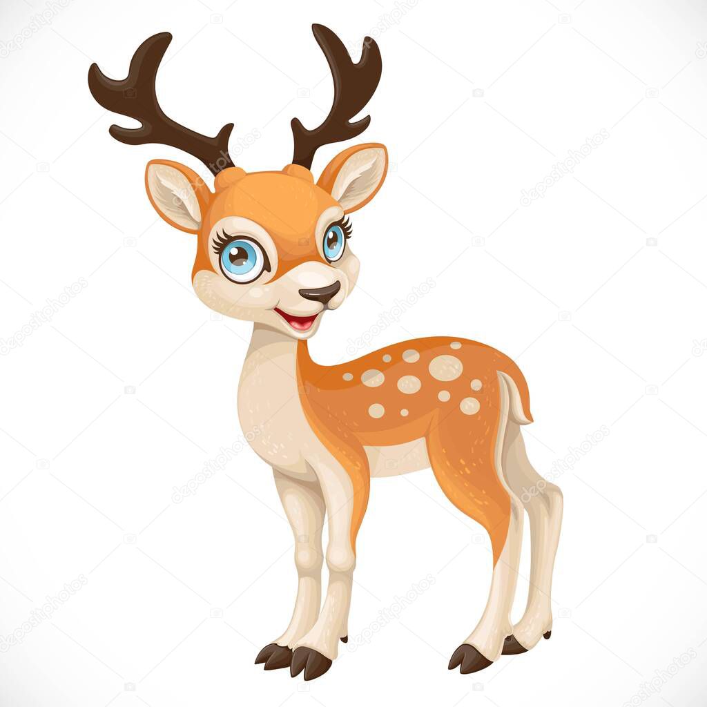 Cute cartoon dappled deer isolated on a white background