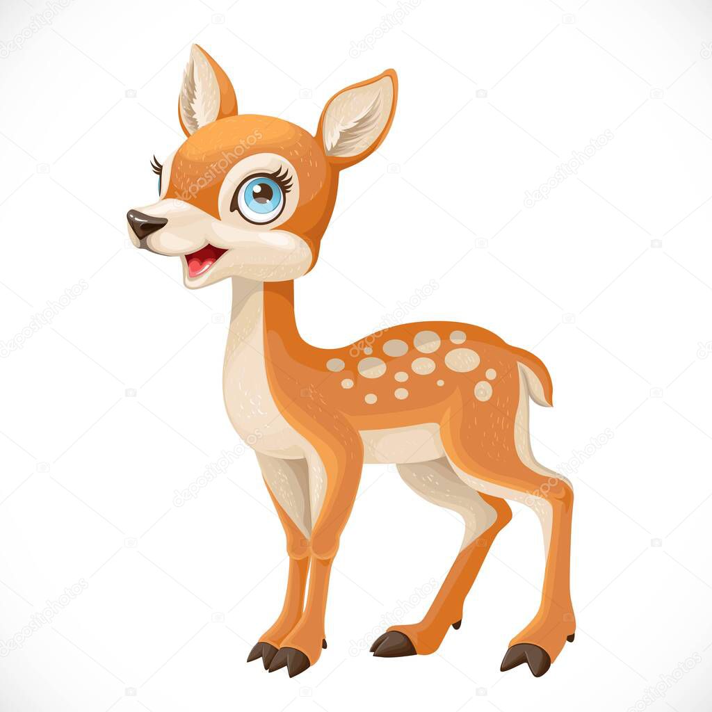 Cute cartoon spotted fallow deer isolated on a white background