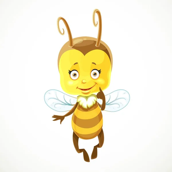 Leuke Baby Bee Geïsoleerd Een Witte Achtergrond — Stockvector