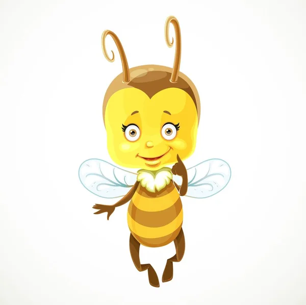 Lindo Bebé Abeja Aislado Sobre Fondo Blanco — Vector de stock