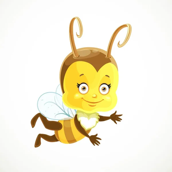 Leuke Baby Bee Geïsoleerd Een Witte Achtergrond — Stockvector