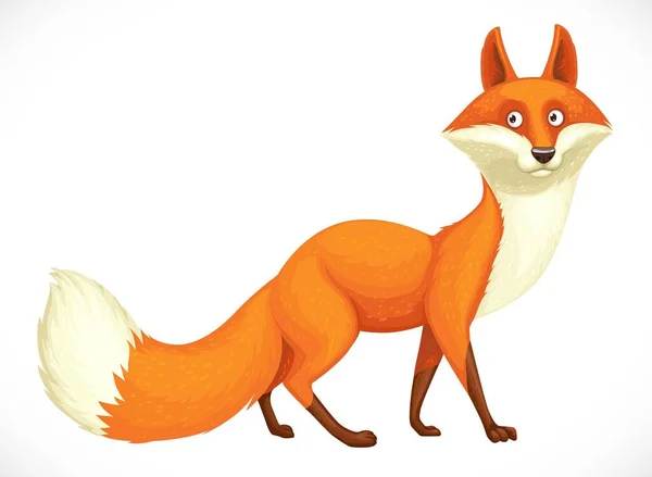 Nette Wilde Cartoon Orange Fuchs Voran Isoliert Auf Weißem Hintergrund — Stockvektor