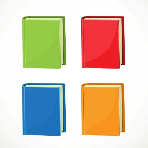 Quatro Livros Com Capas Multi Coloridas Objetos Vetoriais Isolados Fundo — Vetor de Stock