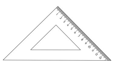 Üçgen cetvel beyaz arkaplanda izole edildi