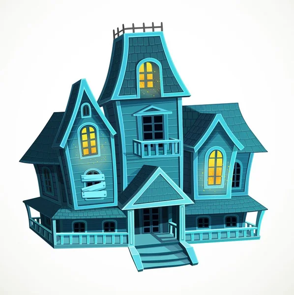 Assustador Halloween Casa Assombrada Isolado Fundo Branco — Vetor de Stock