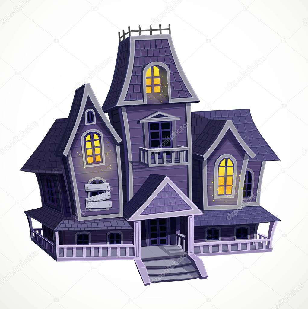 Halloween haunted house isolated on white background