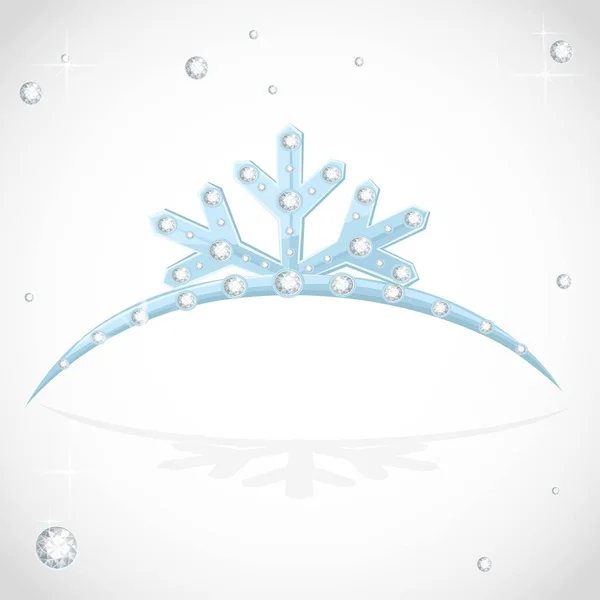 Corona Azul Tiara Copos Nieve Forma Bola Navidad — Vector de stock