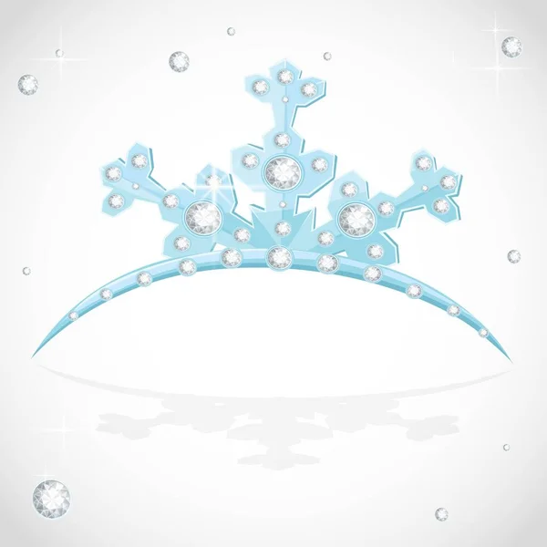 Blaues Tiara Schneeflockenform Für Weihnachtskugel Auf Weißem Hintergrund — Stockvektor