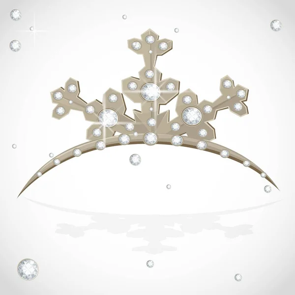 Goldene Krone Tiara Schneeflockenform Für Weihnachtskugel — Stockvektor