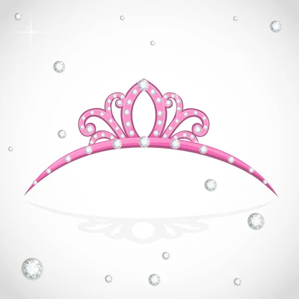 粉色闪亮的头冠 宝石镶嵌在白色背景中 — 图库矢量图片