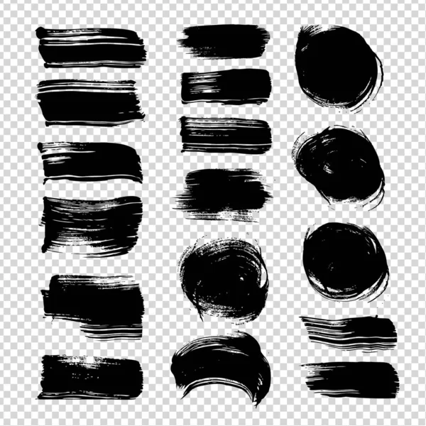 Straight Textured Brushstrokest Noir Texturé Isolé Sur Fond Transparent Imitation — Image vectorielle