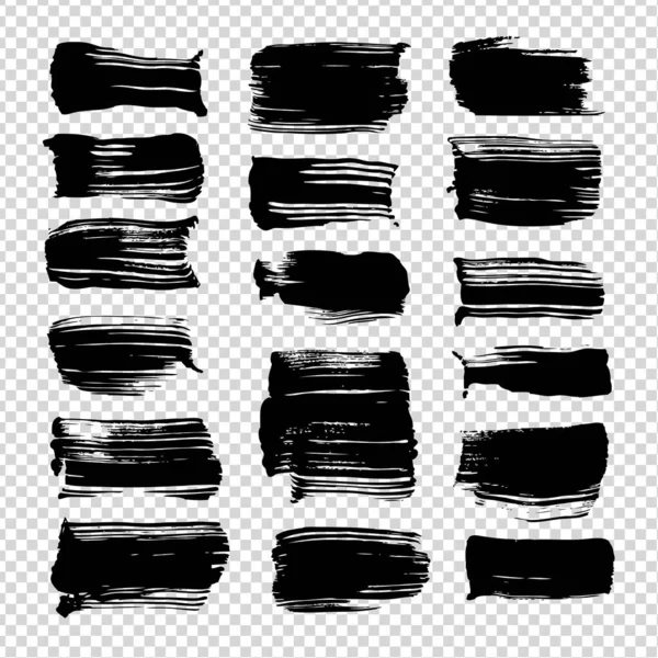 Straight Texturé Brushstrokest Noir Texturé Isolé Sur Fond Transparent Imitation — Image vectorielle