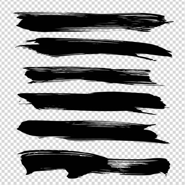 Texturizado Largo Suave Pinceladas Negro Aislado Imitación Fondo Transparente — Archivo Imágenes Vectoriales