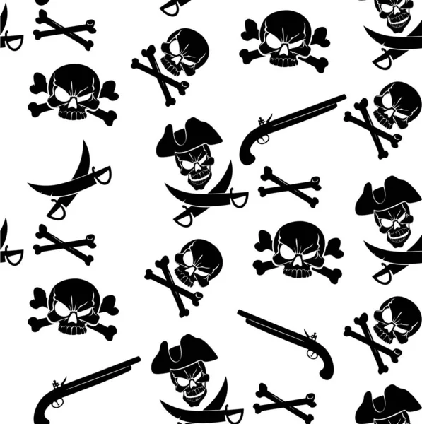 Jolly Roger Seamless Pattern — Stock Vector