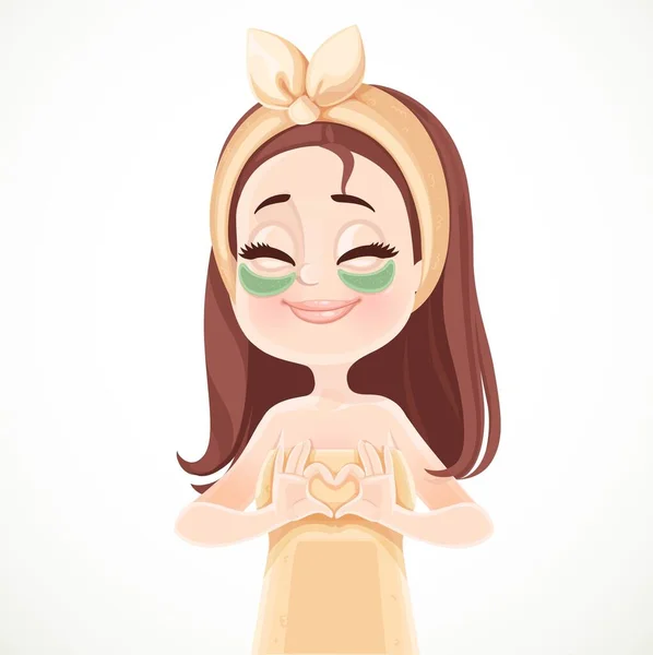 Jolie Fille Dans Une Serviette Bain Les Cheveux Attachés Avec — Image vectorielle