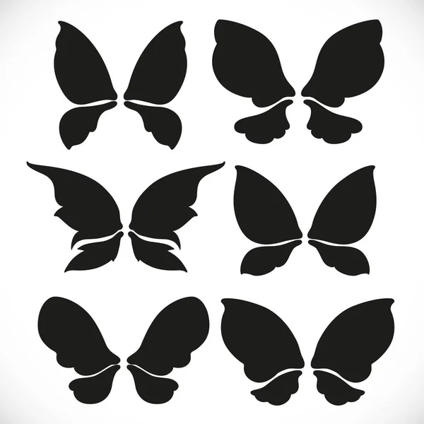 Silhouette Noire Ailes Fées Forme Différente Pour Ensemble Coupe Isolé — Image vectorielle