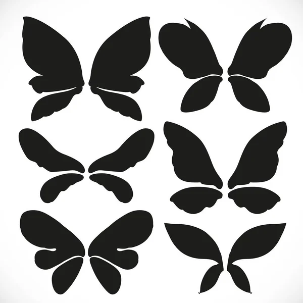 Silhouette Noire Ailes Fées Forme Différente Pour Ensemble Coupe Isolé — Image vectorielle