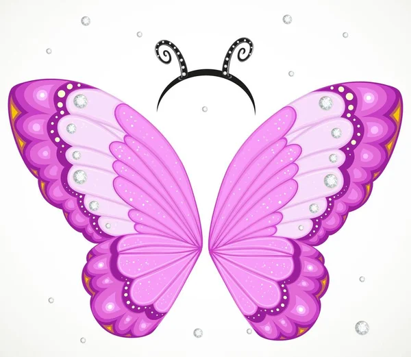 Симпатичні Рожеві Крила Метелика Обруч Антенами Білому Тлі — стоковий вектор