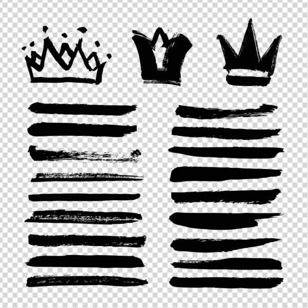 Brushstrokes Crown Shapes Smooth Strokes Isolated Imitation Transparent Background — Stock Vector