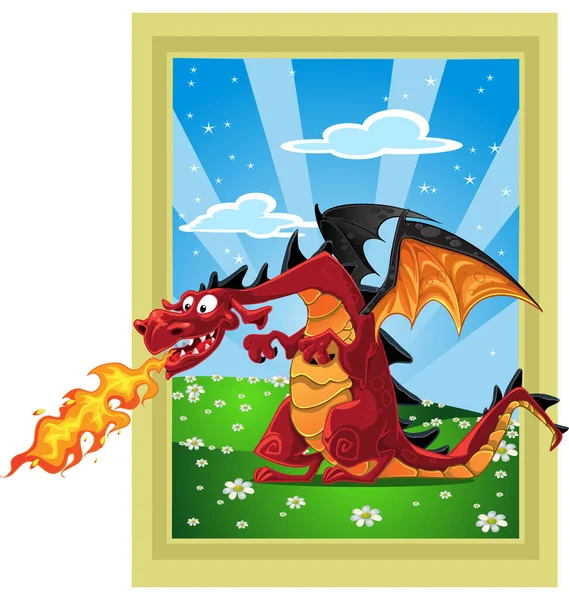 Dragon Het Sprookjesachtige Landschap — Stockvector