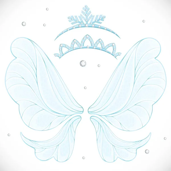 Pink Magic Wings Two Tiaras Bundled Isolated White Background — Stock Vector