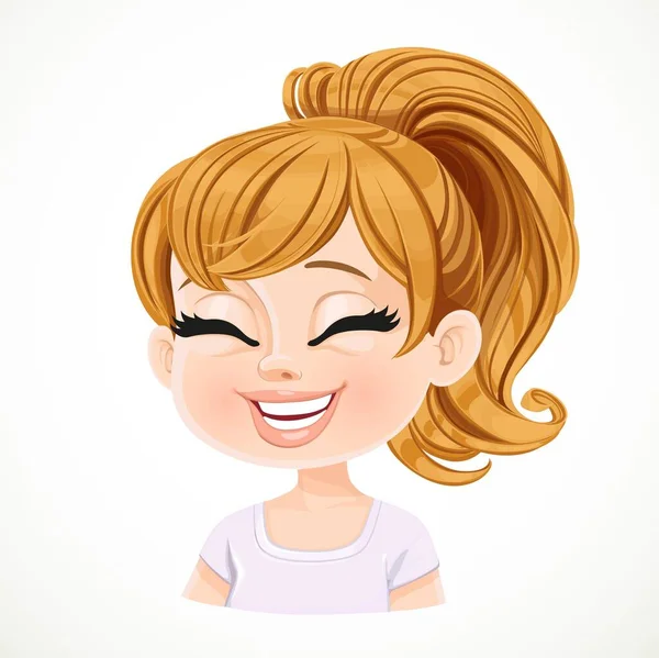 Hermosa Chica Dibujos Animados Feliz Pelo Rubio Con Pelo Recogido — Vector de stock