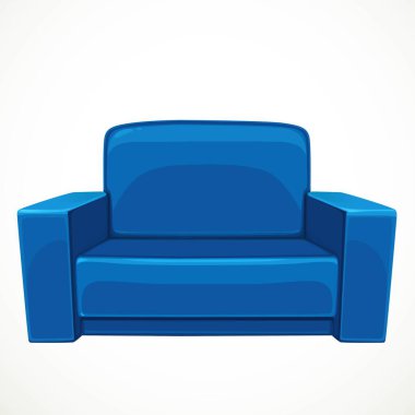 Beyaz arka planda izole edilmiş iki mavi deri iç nesne için küçük kanepe