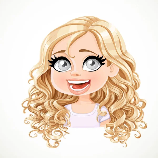 Mooi Aangeraakt Cartoon Blond Meisje Met Prachtige Krullend Haar Portret — Stockvector