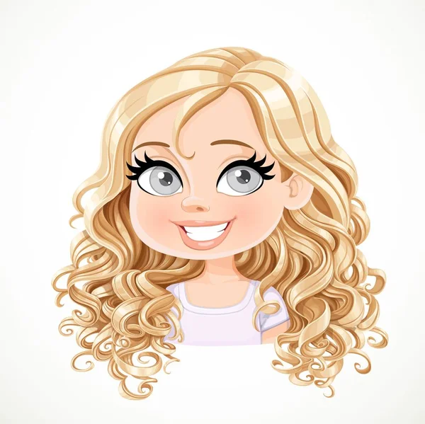 Hermosa Alegre Sonrisa Dibujos Animados Chica Rubia Con Magnífico Pelo — Archivo Imágenes Vectoriales