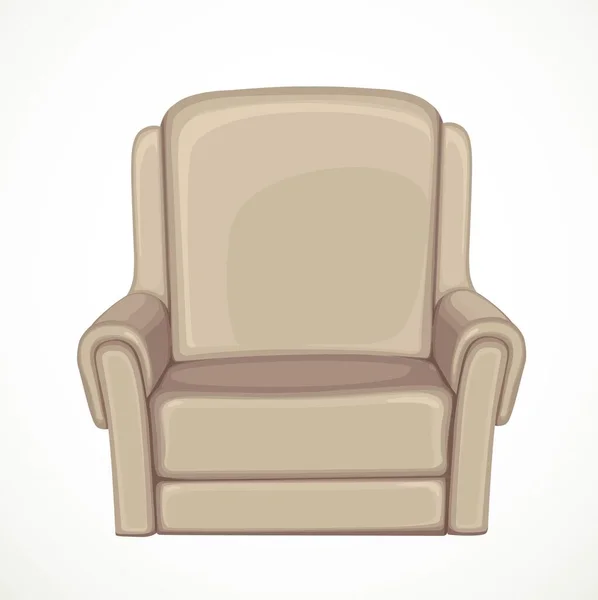 Sillón Cómodo Objeto Beige Aislado Sobre Fondo Blanco — Vector de stock