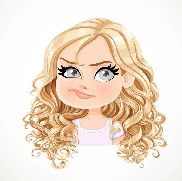 Hermosa Duda Dibujos Animados Chica Rubia Con Magnífico Pelo Rizado — Vector de stock