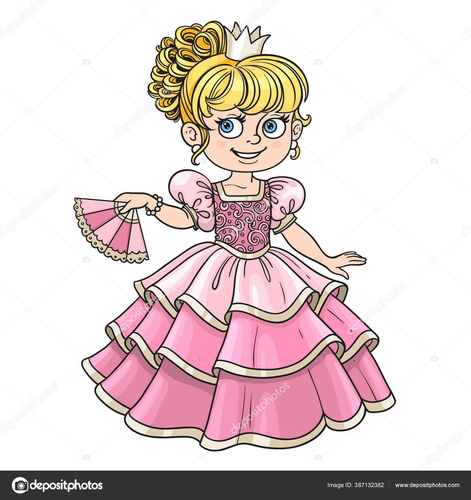 Lovely Princess Fan Hand Isolated White Background Stock Vector by ©yadviga  387132382, image size:1600x1700