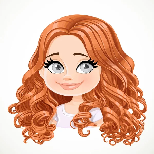 Schöne Zufrieden Lächelnd Cartoon Brünettes Mädchen Mit Braunen Haaren Porträt — Stockvektor