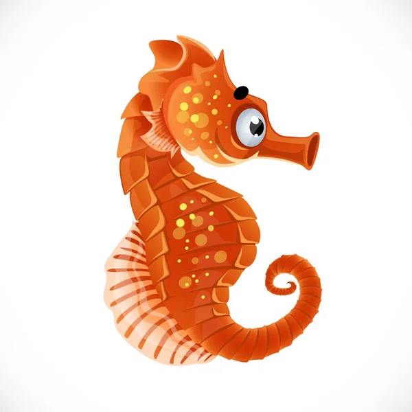 Cute Cartoon Seahorse Isolated White Background — Stock Vector