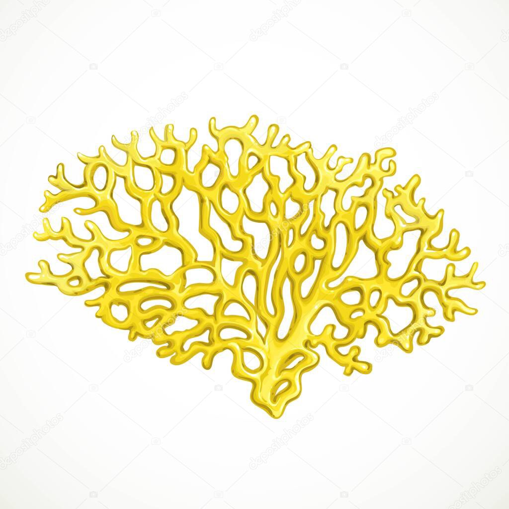 Yellow corals sea life object isolated on white background