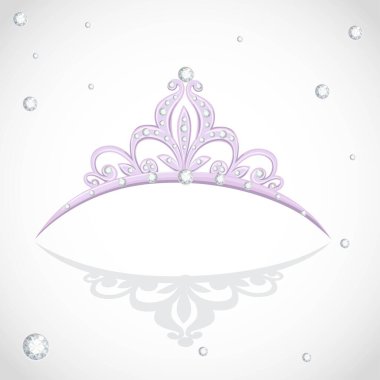 Beyaz arkaplanda elmaslarla parlayan menekşe tacı