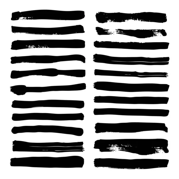 Straight Strokes Painted Thick Black Paint Isolated White Background — Stock Vector
