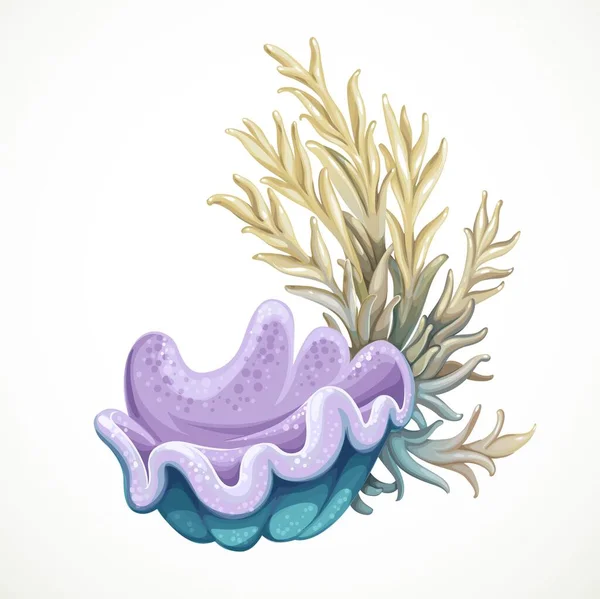 Фіолетова Губка Анемони Морський Єкт Життя Ізольовані Білому Тлі — стоковий вектор