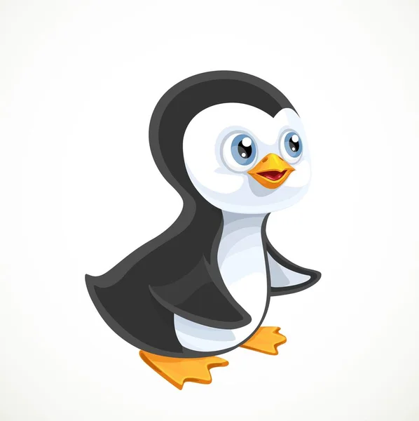 Söt Baby Pingvin Isolerad Vit Bakgrund — Stock vektor