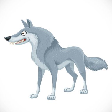 Cute wild gray wolf isolated on white background clipart