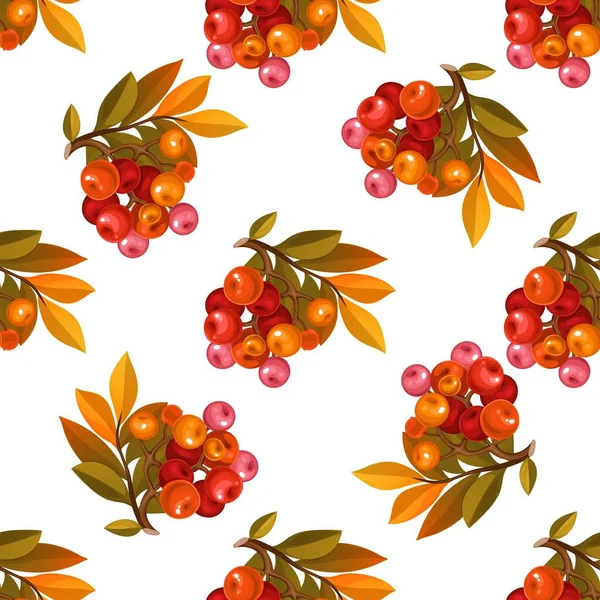 Seamless Pattern Red Berries White Background — Stock Vector