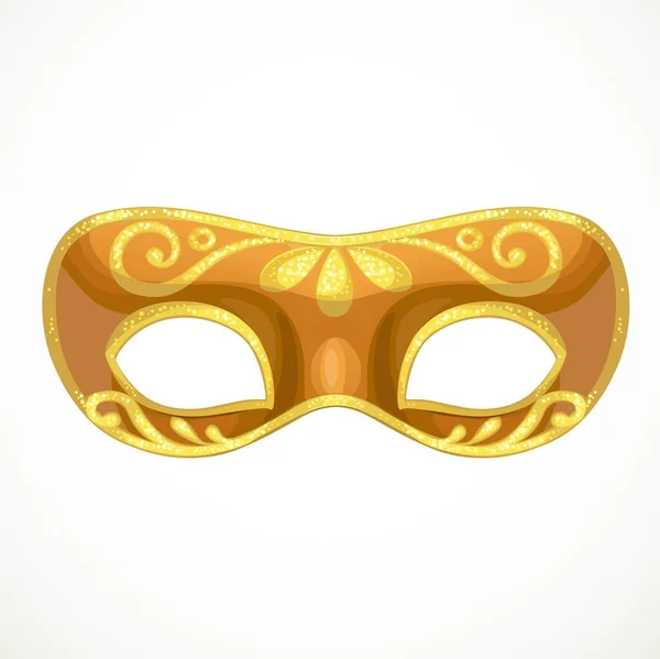 Bronze Carnival Mask Golden Ornament Object Isolated White Background — Stock Vector