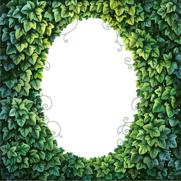 Ovaler Rahmen Für Textdekoration Enchanted Forest Aus Grünem Efeu Auf — Stockvektor