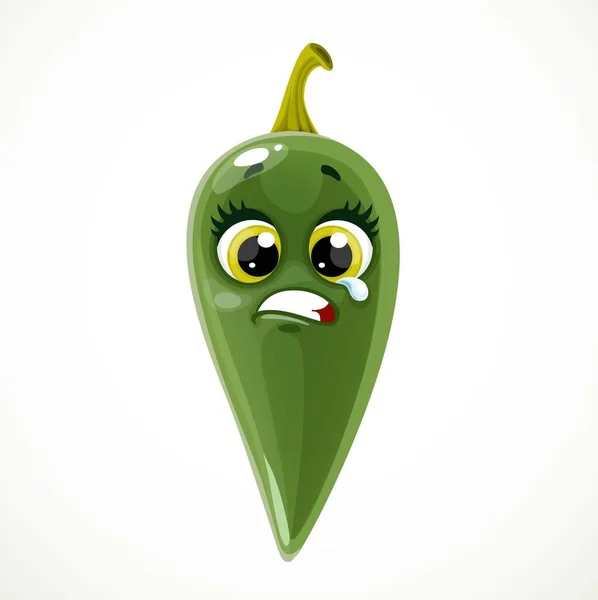 Emoji Kecil Lucu Hijau Pahit Jalapeno Paprika Terisolasi Latar Belakang - Stok Vektor