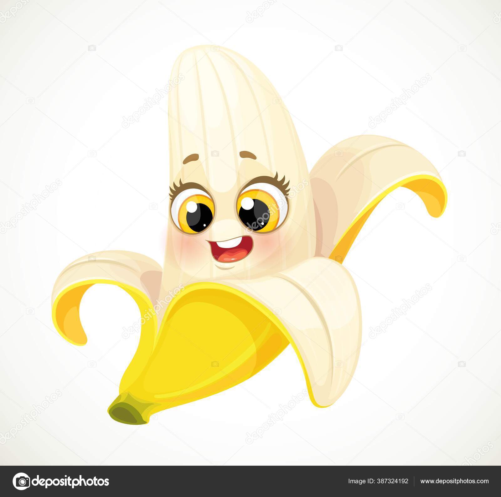 Cute Cartoon Emoji Yellow Banana Isolated White Background Vector Image By C Yadviga Vector Stock 387324192