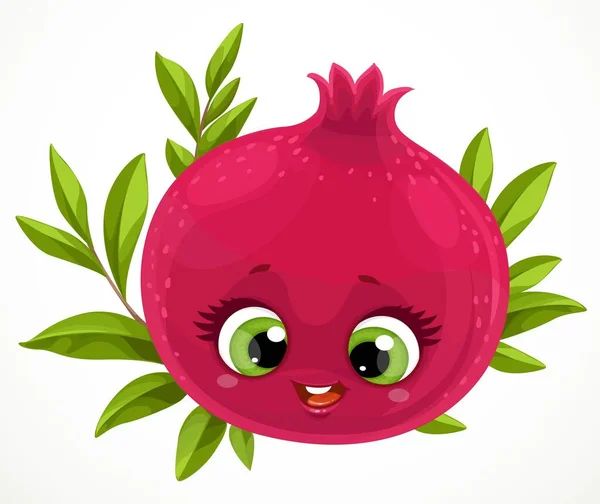 Mignon Dessin Animé Emoji Grenade Rouge Isolé Sur Fond Blanc — Image vectorielle