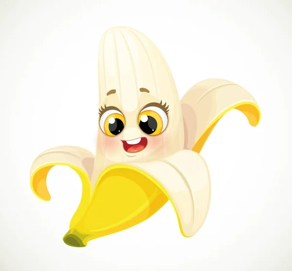 Cute Cartoon Emoji Yellow Banana Isolated White Background — Stock Vector